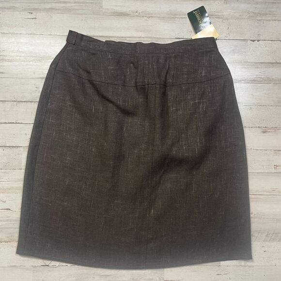 harve benard Brown Tobacco 100% Linen Short Skirt SZ 12 C101972 - Picture 1 of 9